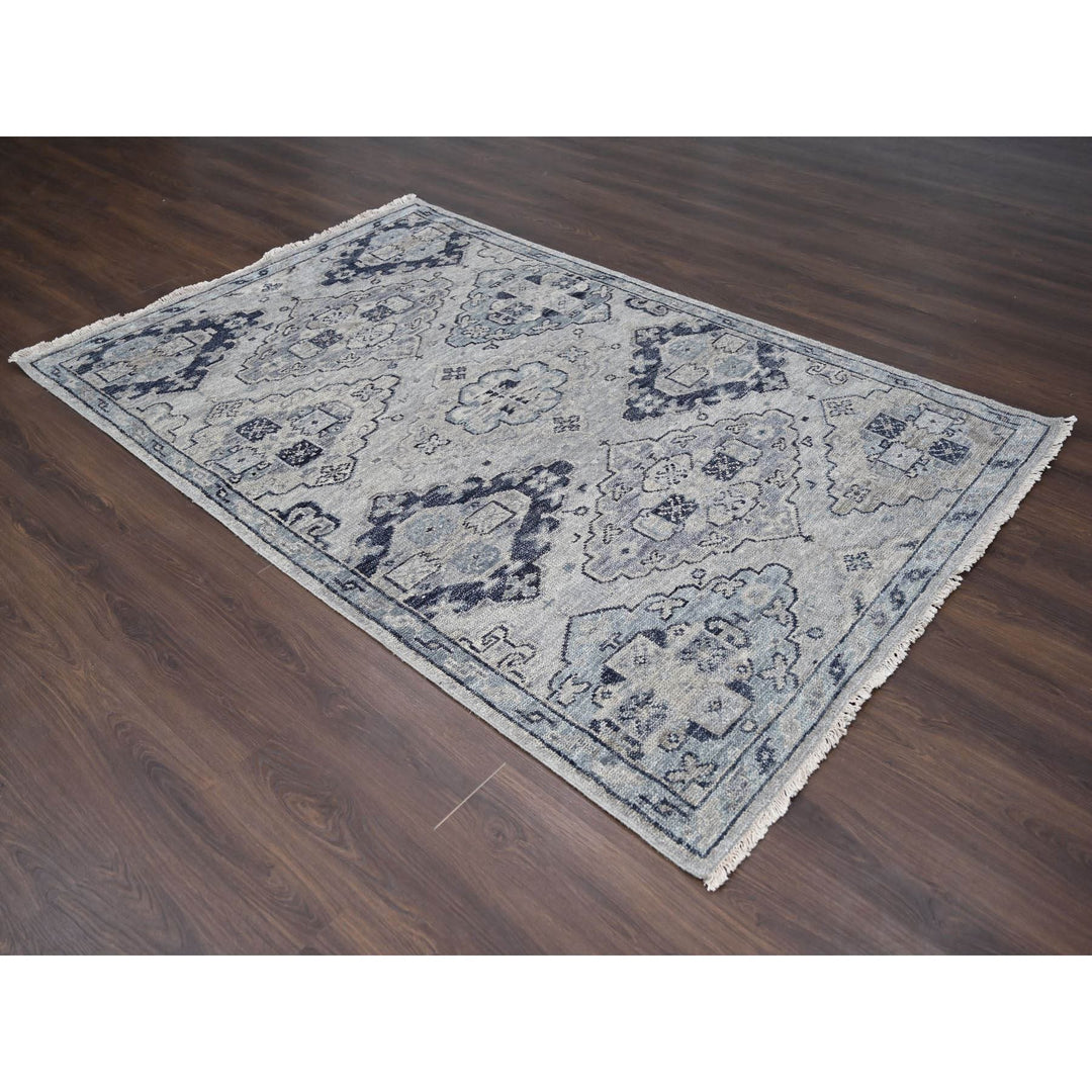 5'10" x 8'10" New Hand Knotted Grey Wool Rectangle Oriental Rug - MOA10284071