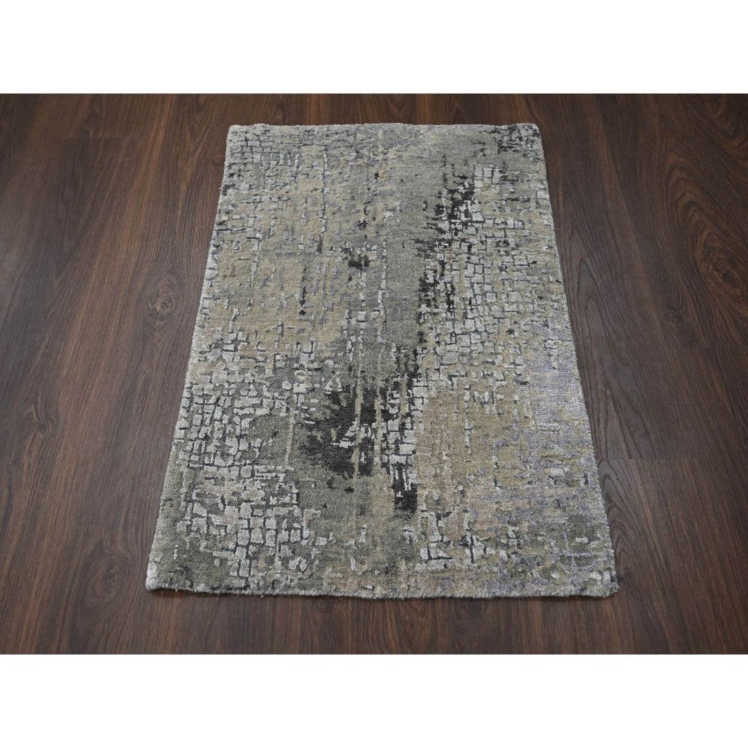 2'0" x 3'0" New Hand Knotted Grey Cotton Rectangle Oriental Rug - MOA10284088