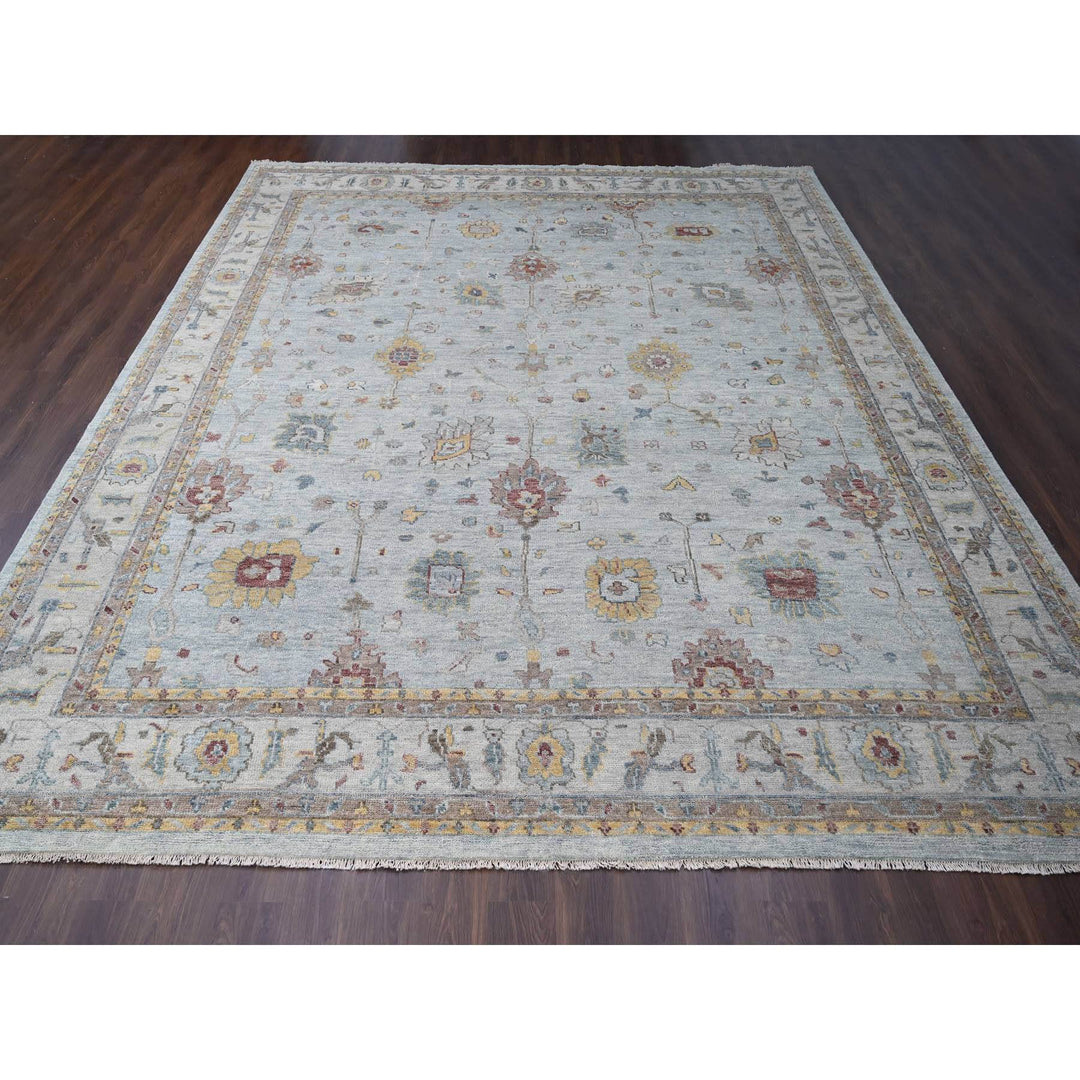 14'0" x 17'9" New Hand Knotted Grey Wool Rectangle Oriental Rug - MOA10284098