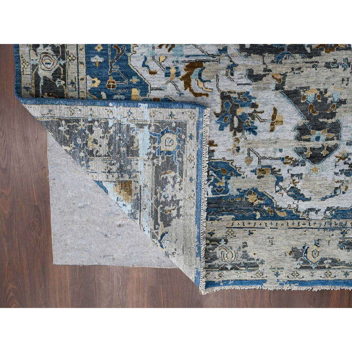 8'10" x 11'10" New Hand Knotted Blue Wool Rectangle Oriental Rug - MOA10284128