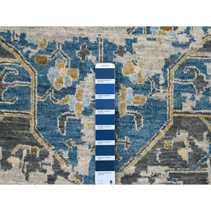 8'10" x 11'10" New Hand Knotted Blue Wool Rectangle Oriental Rug - MOA10284128