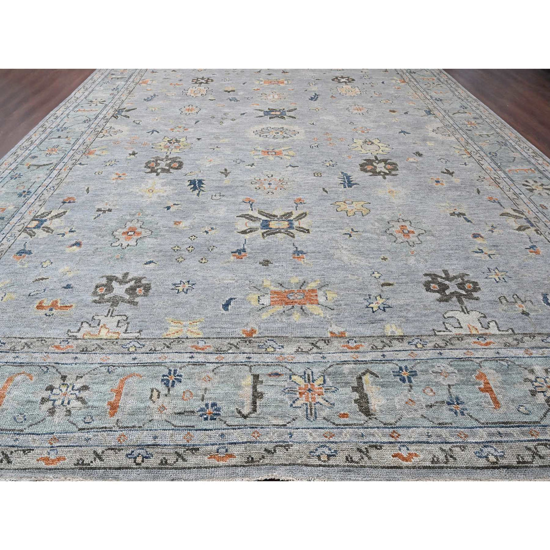 14'0" x 17'9" New Hand Knotted Grey Wool Rectangle Oriental Rug - MOA10284129