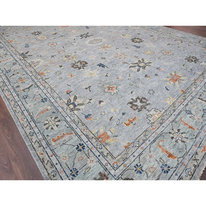 14'0" x 17'9" New Hand Knotted Grey Wool Rectangle Oriental Rug - MOA10284129