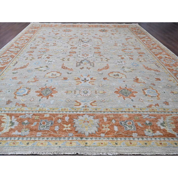 14'0" x 18'1" New Hand Knotted Grey Wool Rectangle Oriental Rug - MOA10284130