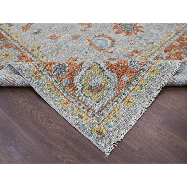 14'0" x 18'1" New Hand Knotted Grey Wool Rectangle Oriental Rug - MOA10284130