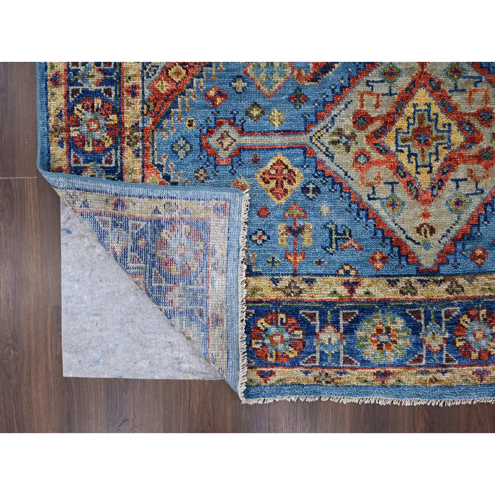 8'0" x 10'0" New Hand Knotted Blue Wool Rectangle Oriental Rug - MOA10284136