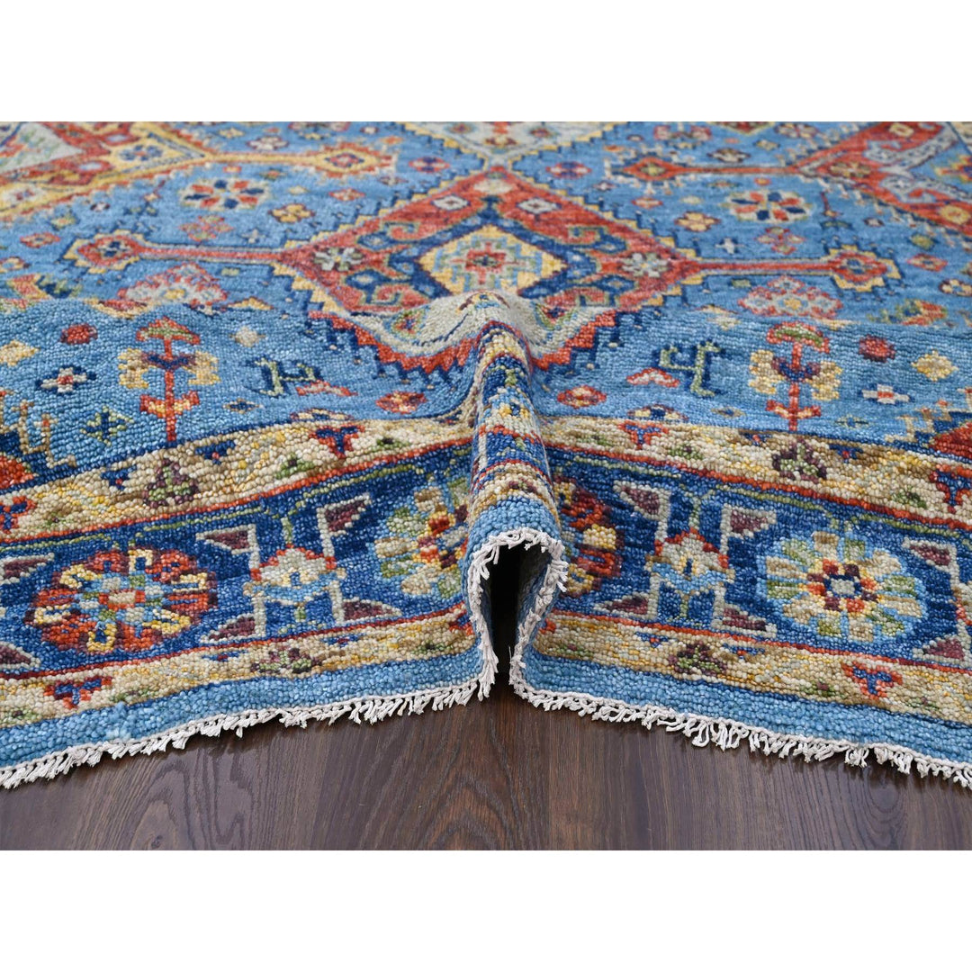 8'0" x 10'0" New Hand Knotted Blue Wool Rectangle Oriental Rug - MOA10284136