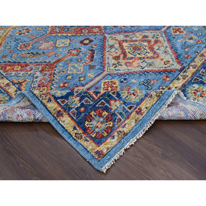 8'0" x 10'0" New Hand Knotted Blue Wool Rectangle Oriental Rug - MOA10284136