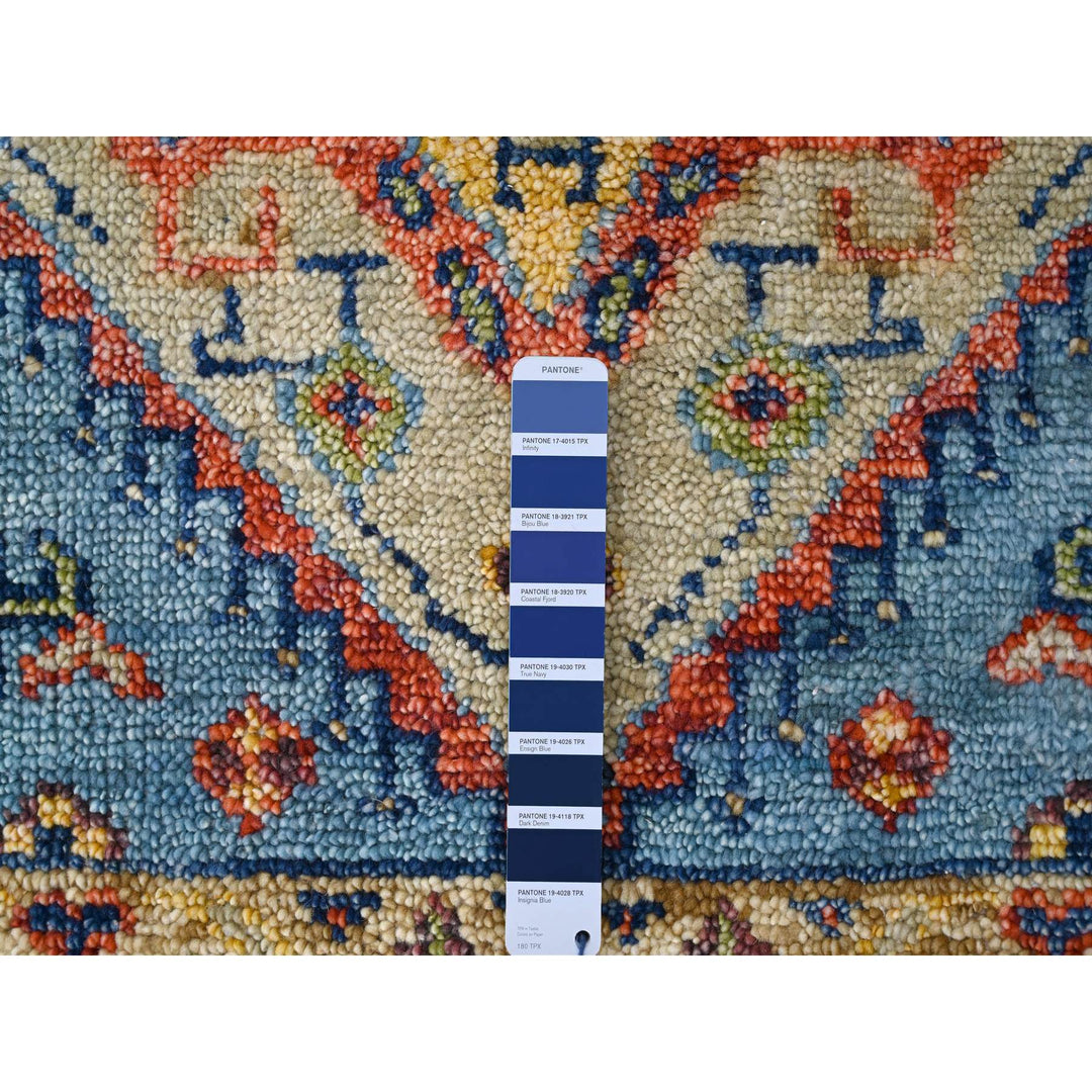 8'0" x 10'0" New Hand Knotted Blue Wool Rectangle Oriental Rug - MOA10284136