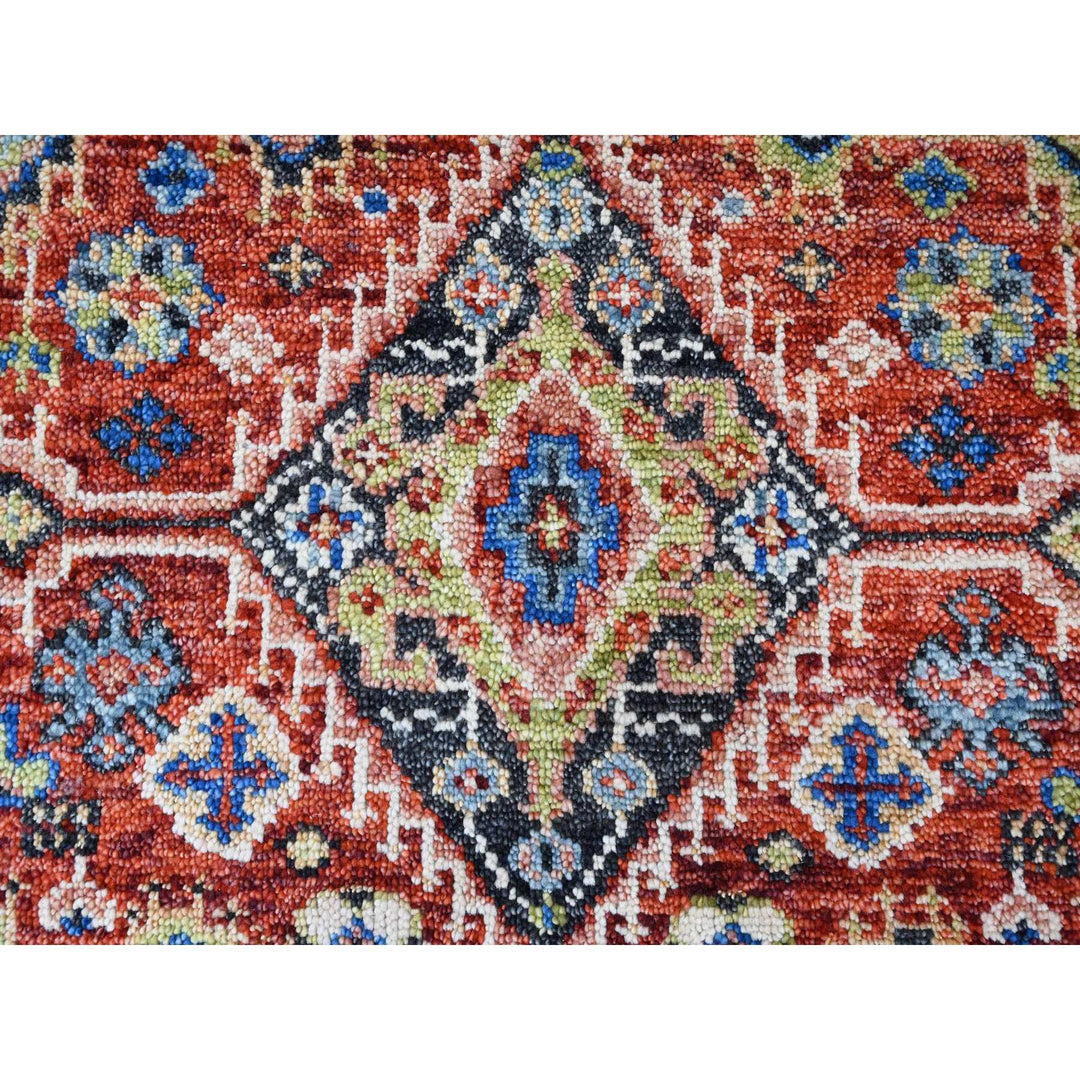 6'1" x 9'0" New Hand Knotted Red Wool Rectangle Oriental Rug - MOA10284137