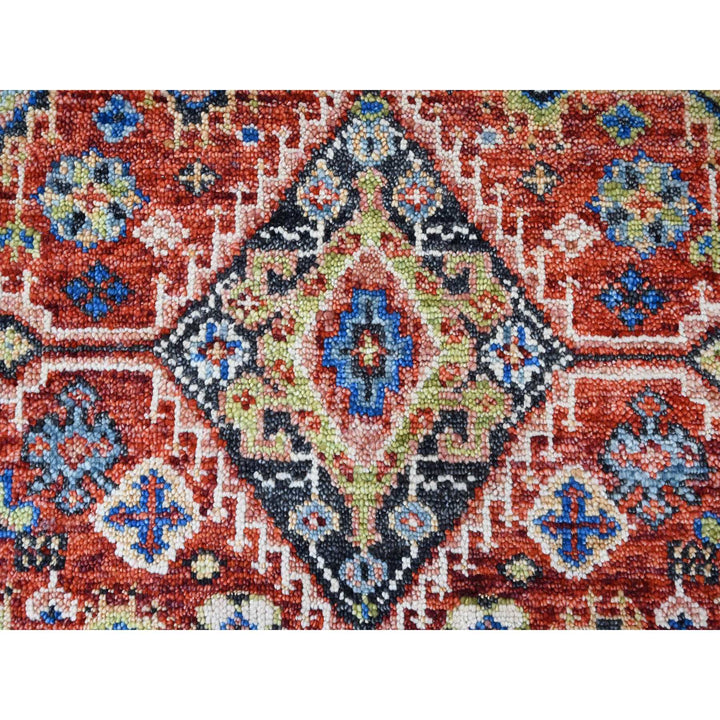 6'1" x 9'0" New Hand Knotted Red Wool Rectangle Oriental Rug - MOA10284137