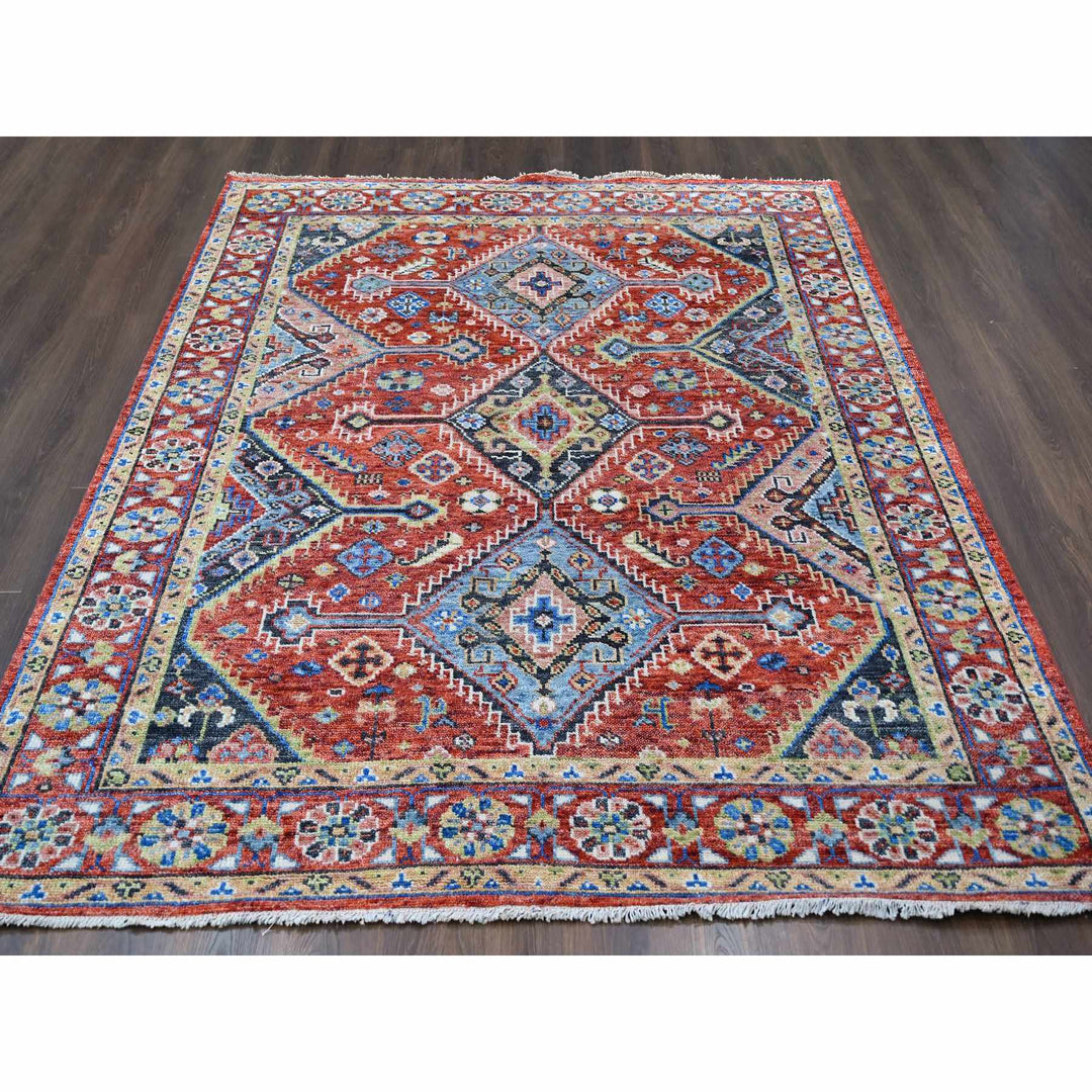 8'1" x 9'10" New Hand Knotted Red Wool Rectangle Oriental Rug - MOA10284138