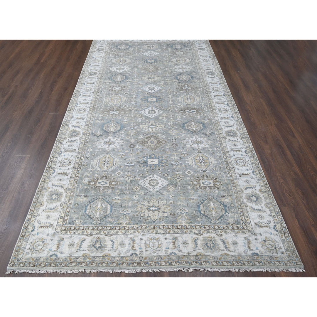 8'2" x 16'3" New Hand Knotted Grey Wool Rectangle Oriental Rug - MOA10284162