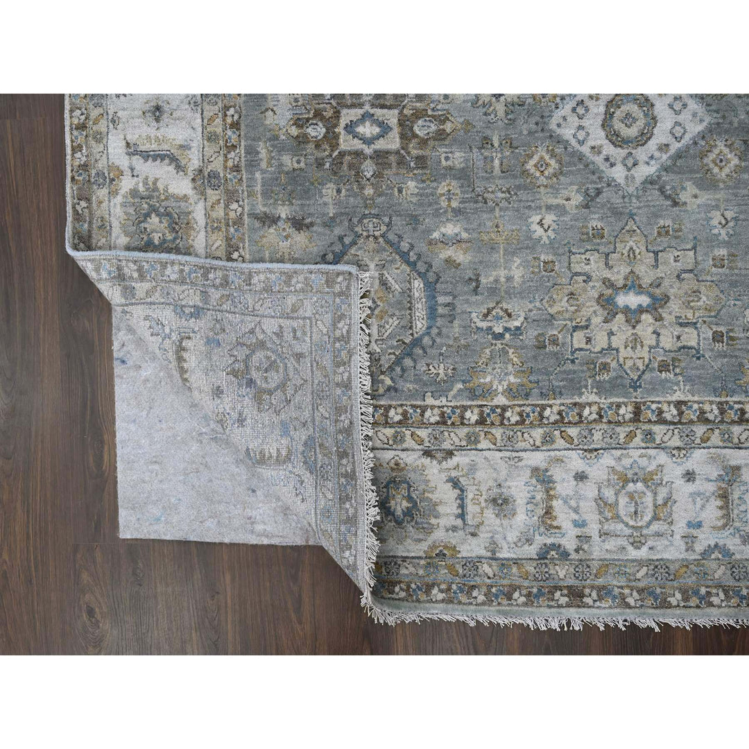 8'2" x 16'3" New Hand Knotted Grey Wool Rectangle Oriental Rug - MOA10284162