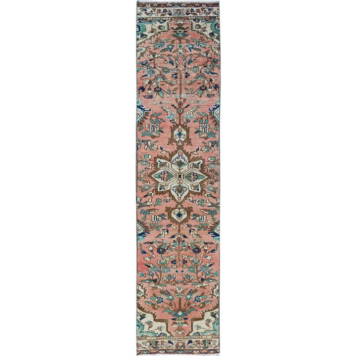 1'11" x 9'0" Vintage Hand Knotted Pink Wool Runner Oriental Rug - MOA102841