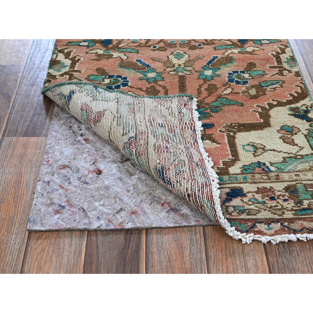 1'11" x 9'0" Vintage Hand Knotted Pink Wool Runner Oriental Rug - MOA102841