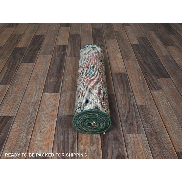 1'11" x 9'0" Vintage Hand Knotted Pink Wool Runner Oriental Rug - MOA102841