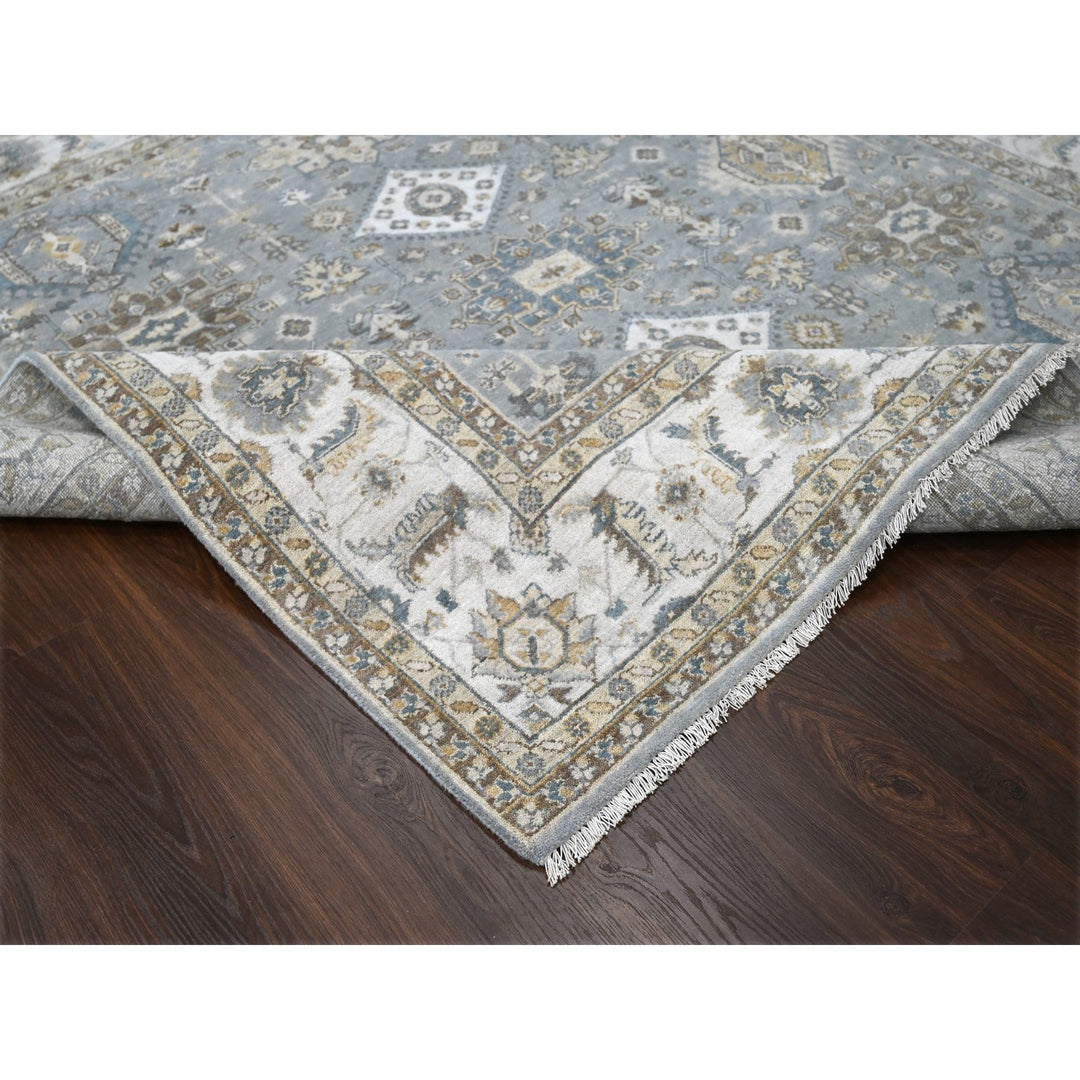 8'0" x 8'0" New Hand Knotted Grey Wool Square Oriental Rug - MOA10284205