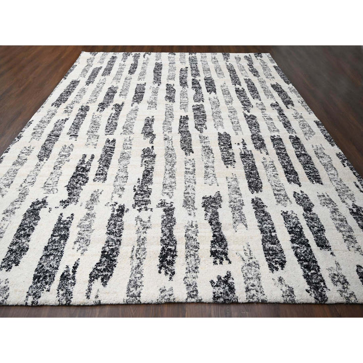 12'0" x 14'9" New Hand Knotted Black Wool Rectangle Oriental Rug - MOA10284207