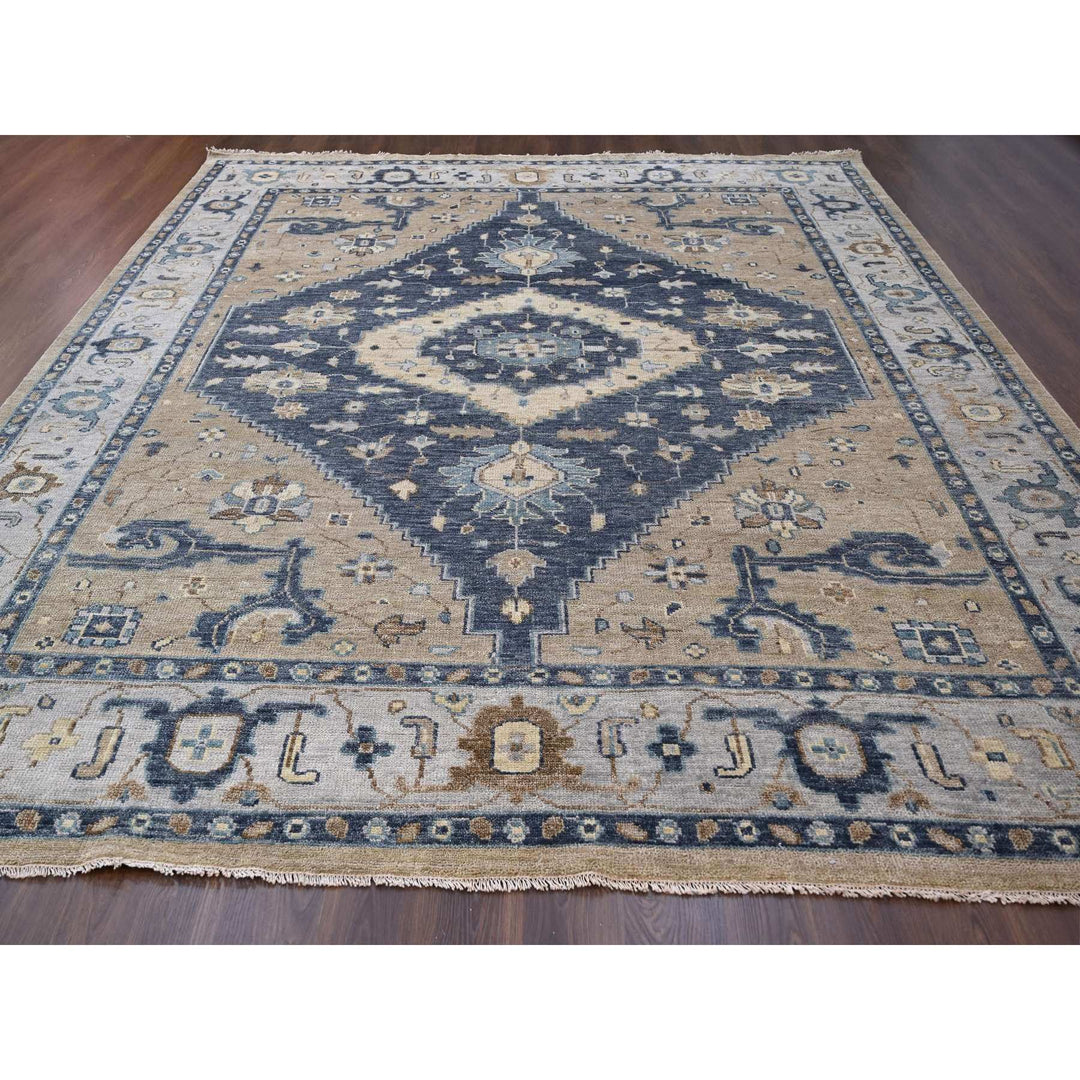 12'0" x 14'9" New Hand Knotted Blue Wool Rectangle Oriental Rug - MOA10284221