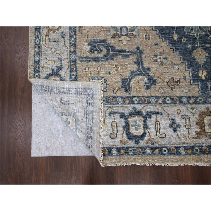 12'0" x 14'9" New Hand Knotted Blue Wool Rectangle Oriental Rug - MOA10284221