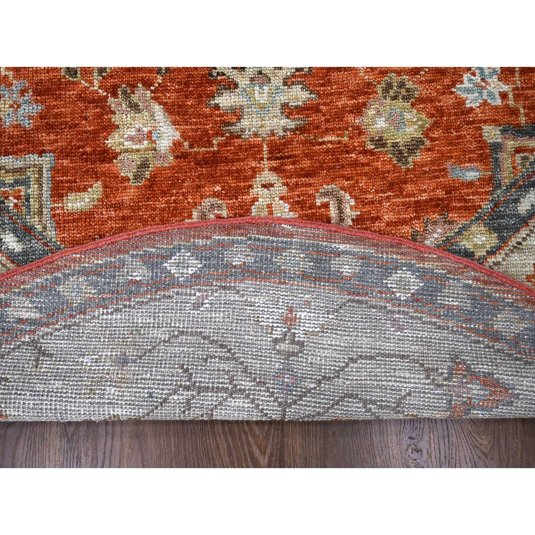 8'0" x 8'0" New Hand Knotted Orange Wool Round Oriental Rug - MOA10284257