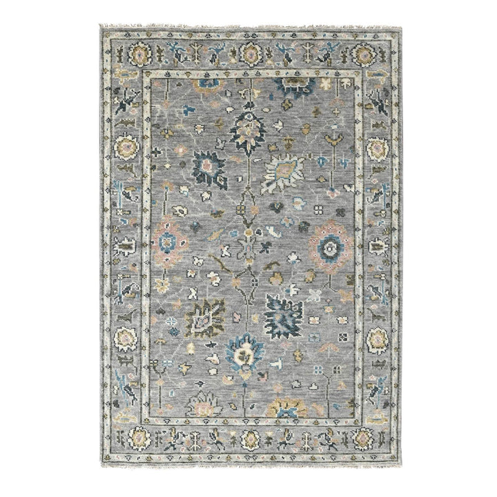 6'2" x 9'0" New Hand Knotted Grey Wool Rectangle Oriental Rug - MOA10284267