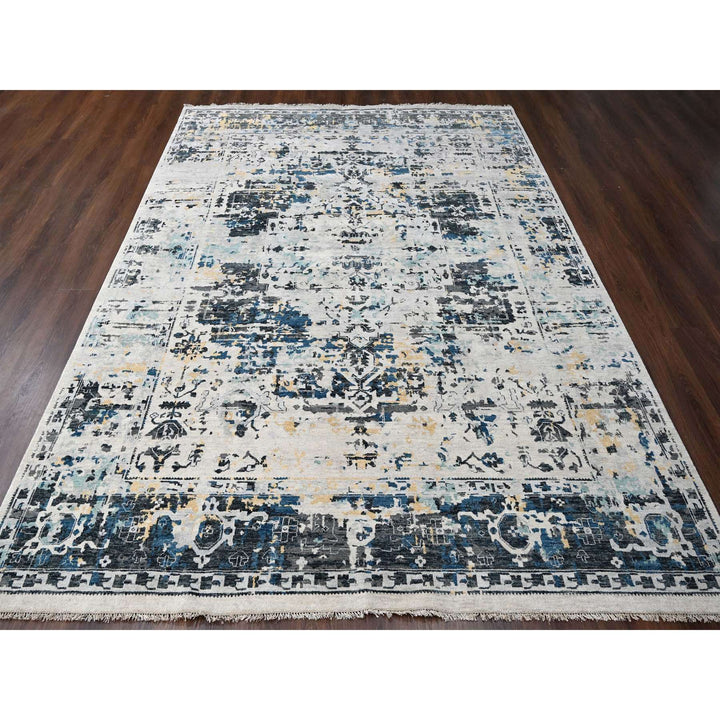 8'10" x 12'0" New Hand Knotted Ivory Wool Rectangle Oriental Rug - MOA10284302