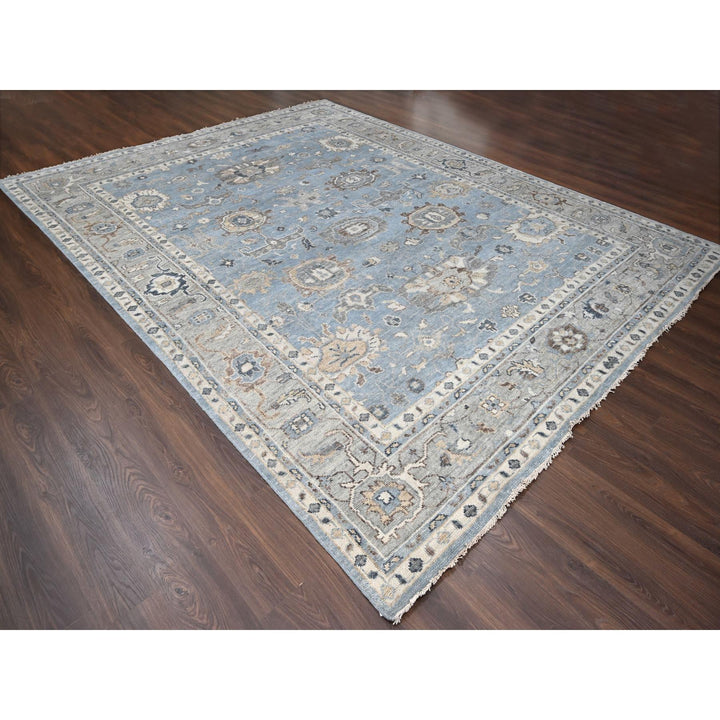 11'9" x 14'10" New Hand Knotted Grey Wool Rectangle Oriental Rug - MOA10284324