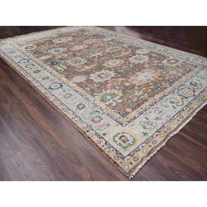 12'0" x 17'9" New Hand Knotted Brown Wool Rectangle Oriental Rug - MOA10284327