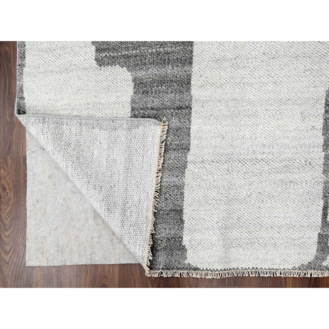 9'0" x 11'8" New Hand Knotted Grey Wool Rectangle Oriental Rug - MOA10284332