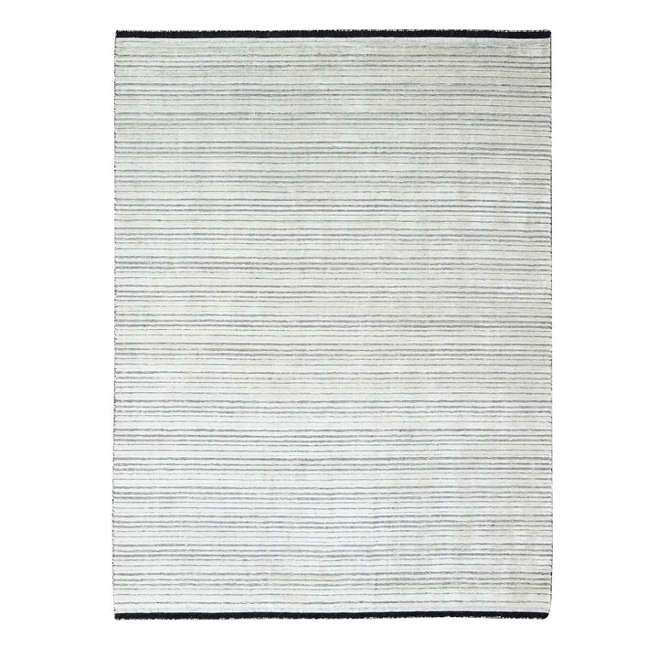 8'0" x 10'0" New Hand Loomed Ivory Wool and Plant based Silk Rectangle Oriental Rug - MOA10284349