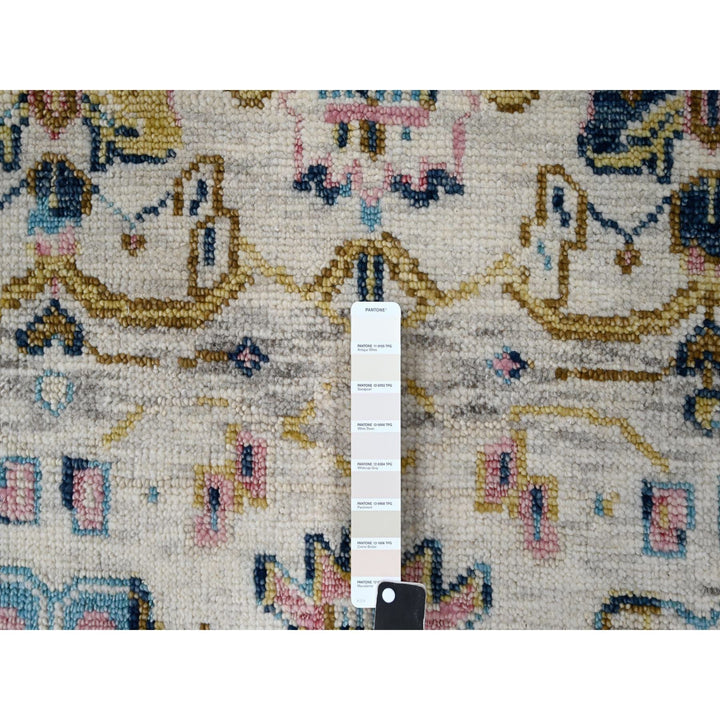 12'1" x 14'10" New Hand Knotted Ivory Wool Rectangle Oriental Rug - MOA10284362