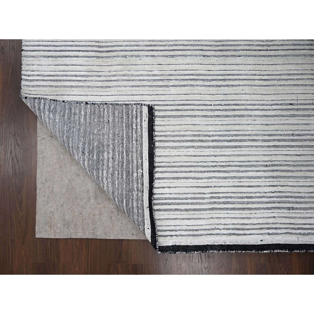 12'2" x 15'0" New Hand Loomed Ivory Wool and Plant based Silk Rectangle Oriental Rug - MOA10284394