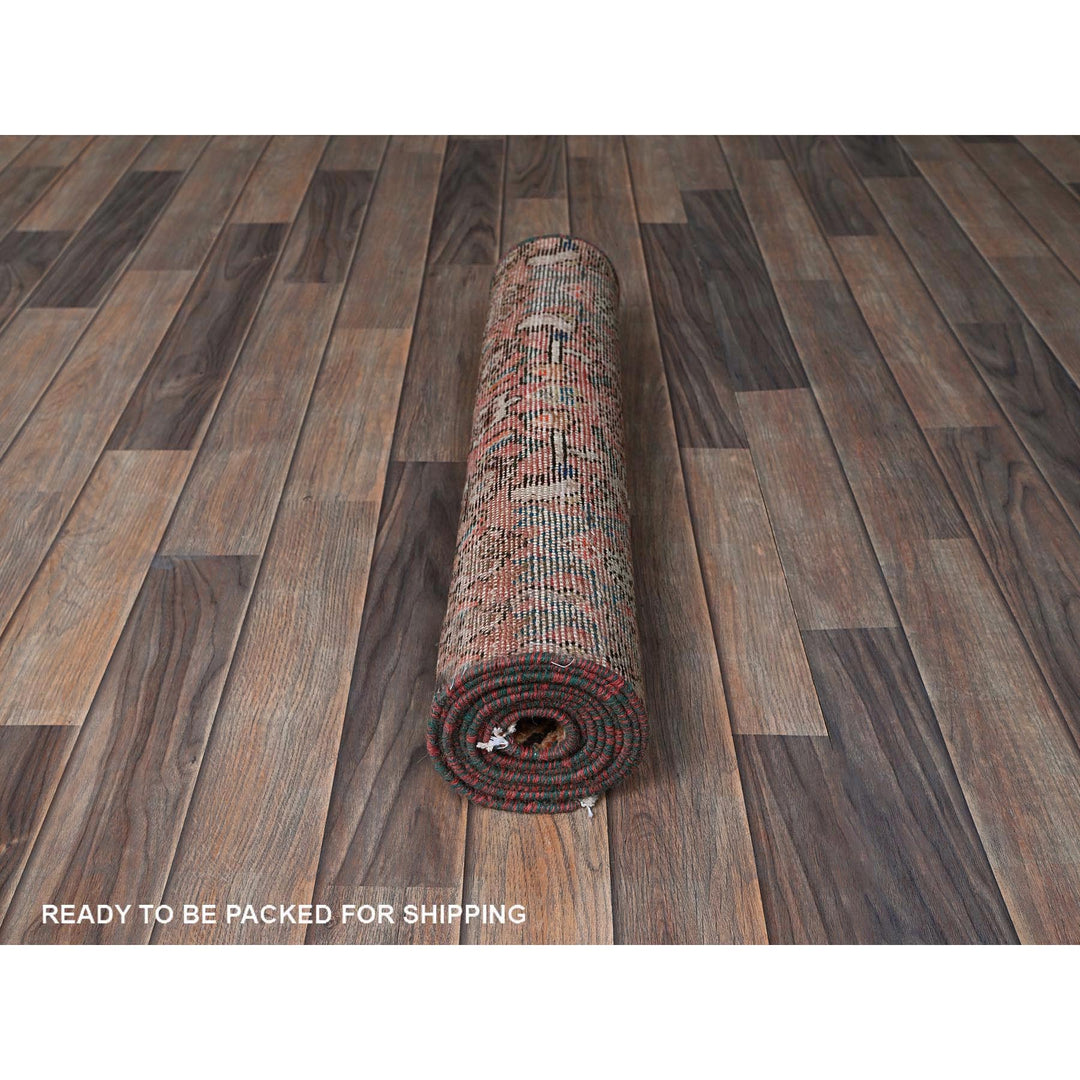 2'3" x 9'2" Vintage Hand Knotted Pink Wool Runner Oriental Rug - MOA102843
