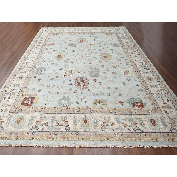 12'0" x 14'10" New Hand Knotted Blue Wool Rectangle Oriental Rug - MOA10284410