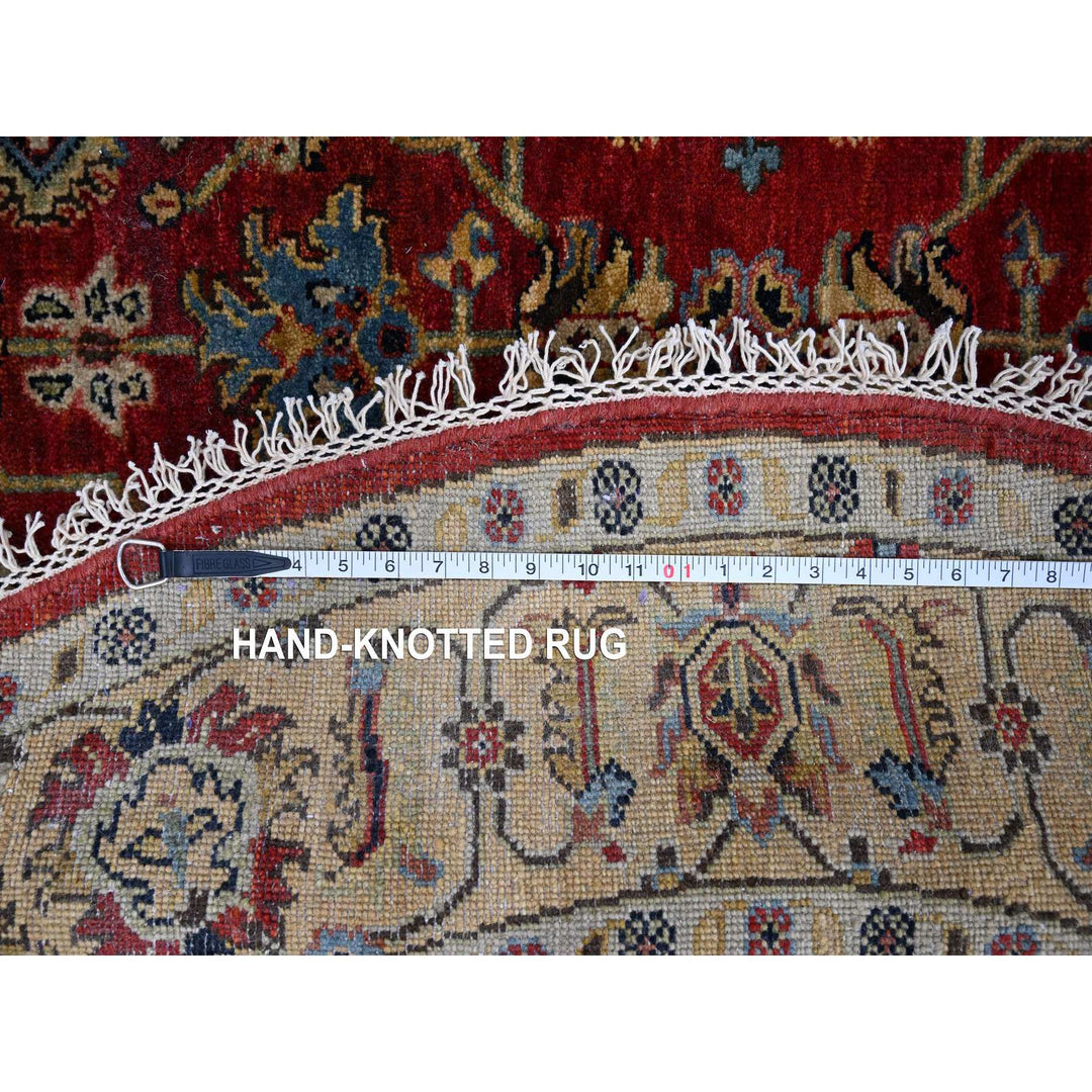 6'0" x 6'0" New Hand Knotted Red Wool Round Oriental Rug - MOA10284413