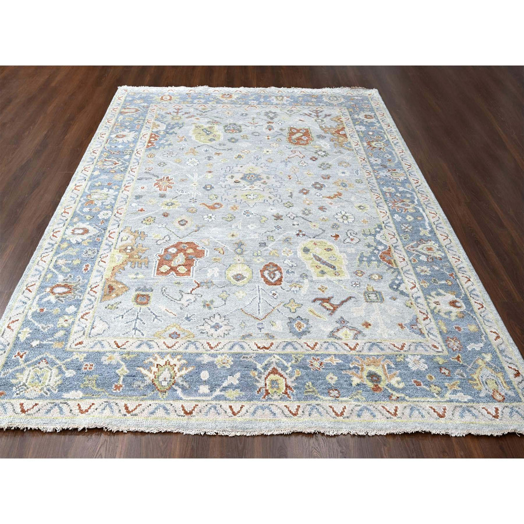 9'1" x 11'10" New Hand Knotted Blue Wool Rectangle Oriental Rug - MOA10284477