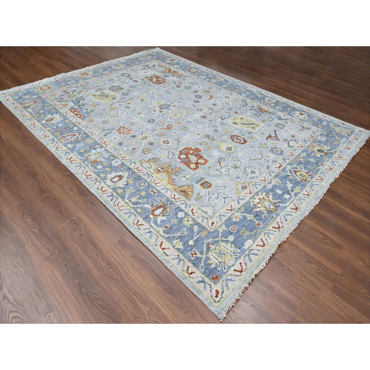 9'1" x 11'10" New Hand Knotted Blue Wool Rectangle Oriental Rug - MOA10284477