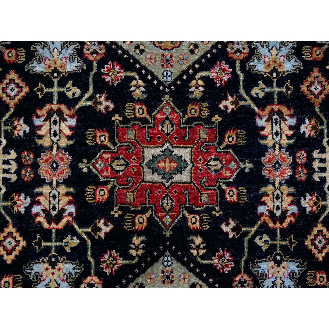 8'2" x 8'2" New Hand Knotted Black Cotton Round Oriental Rug - MOA10284486