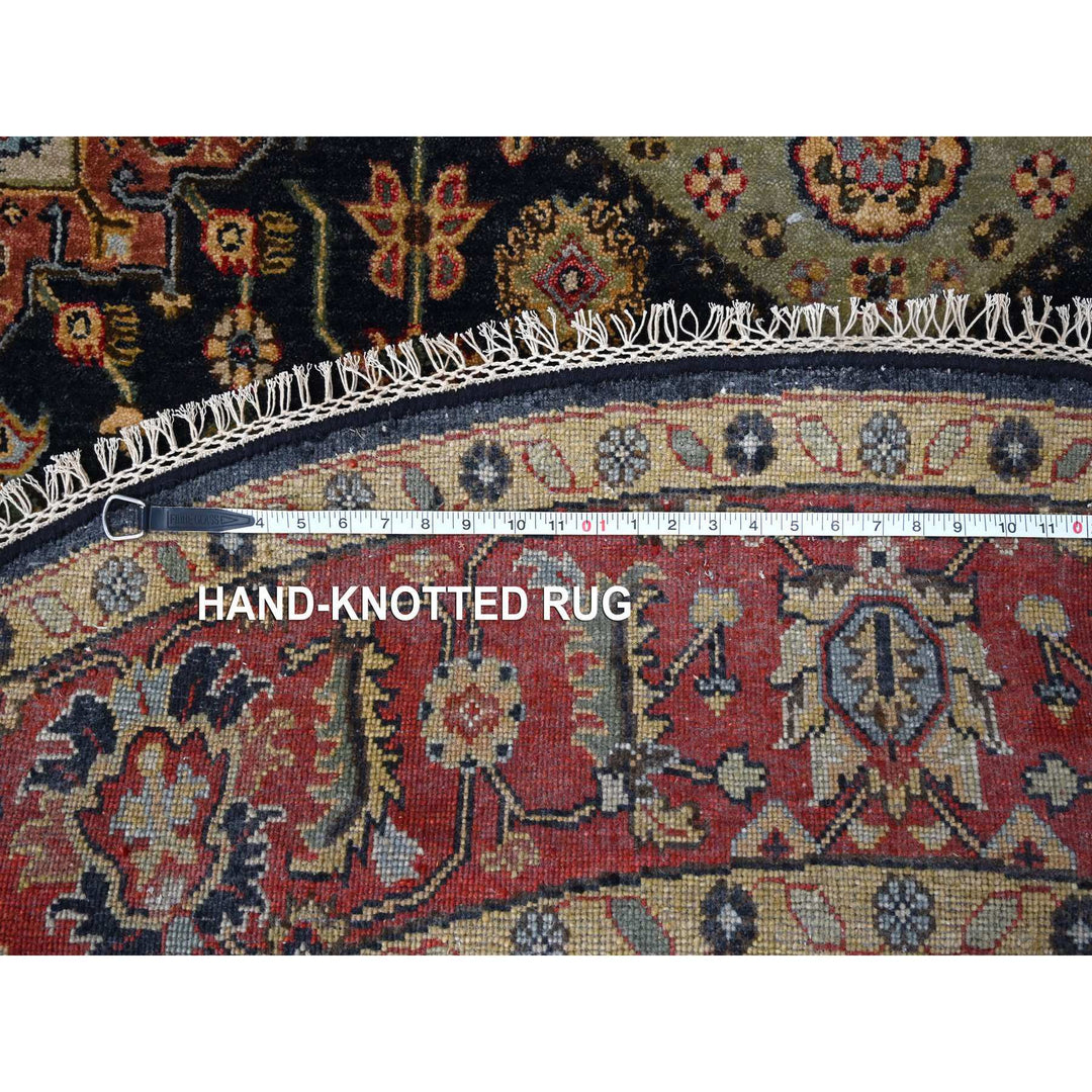 8'2" x 8'2" New Hand Knotted Black Cotton Round Oriental Rug - MOA10284486