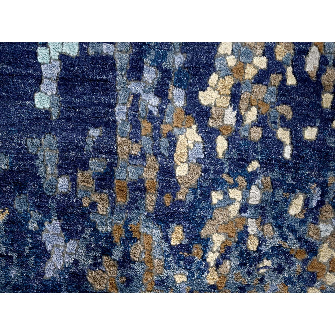 4'0" x 5'11" New Hand Knotted Blue Wool & Silk Rectangle Oriental Rug - MOA10284515