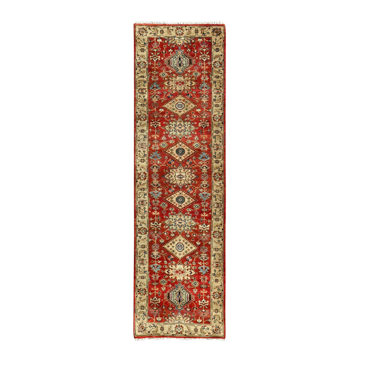 2'8" x 9'11" New Hand Knotted Red Wool Runner Oriental Rug - MOA10284519