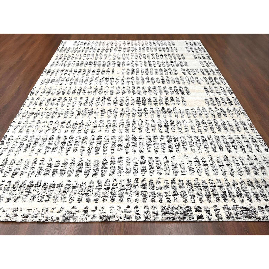 10'2" x 13'9" New Hand Knotted Ivory Wool Rectangle Oriental Rug - MOA10284537