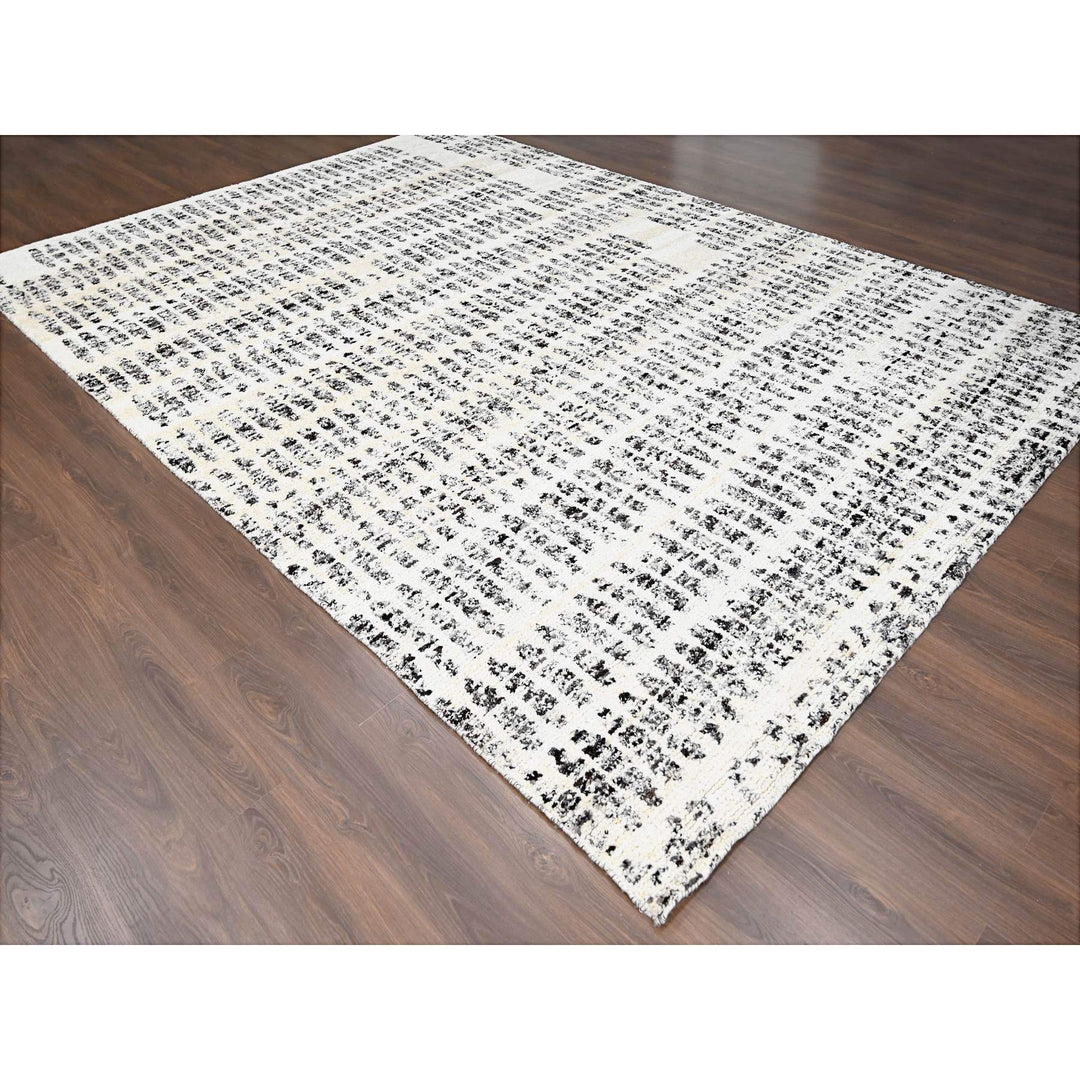 10'2" x 13'9" New Hand Knotted Ivory Wool Rectangle Oriental Rug - MOA10284537