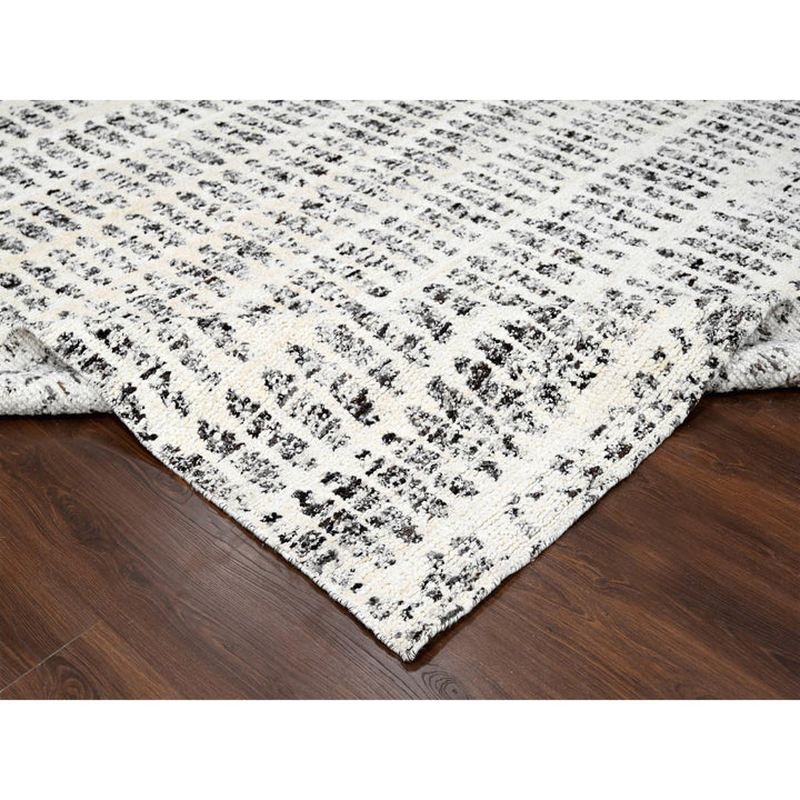 10'2" x 13'9" New Hand Knotted Ivory Wool Rectangle Oriental Rug - MOA10284537