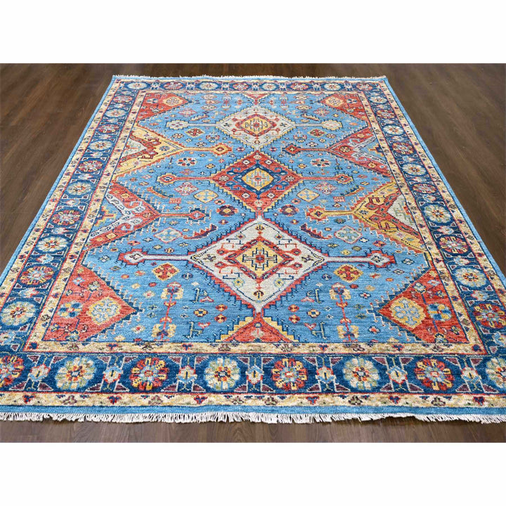 9'1" x 11'11" New Hand Knotted Blue Wool Rectangle Oriental Rug - MOA10284552