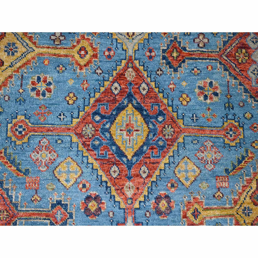 9'1" x 11'11" New Hand Knotted Blue Wool Rectangle Oriental Rug - MOA10284552