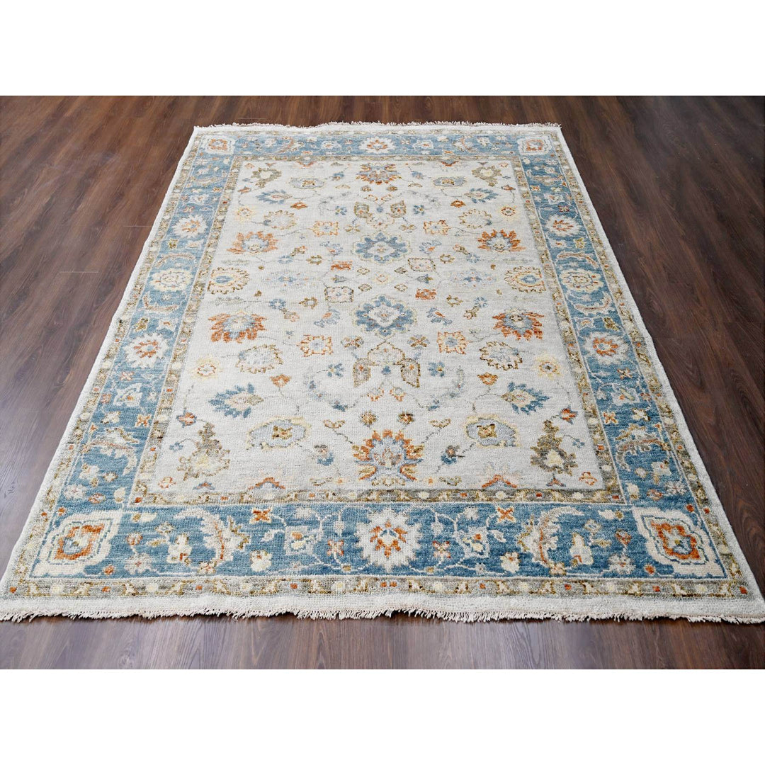 8'1" x 9'9" New Hand Knotted Ivory Wool Rectangle Oriental Rug - MOA10284556