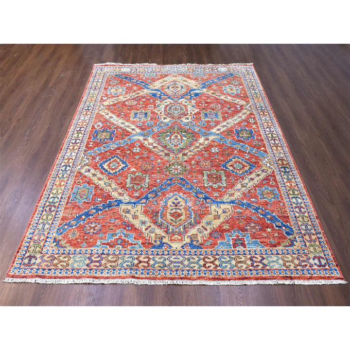 9'2" x 11'8" New Hand Knotted Red Wool Rectangle Oriental Rug - MOA10284564